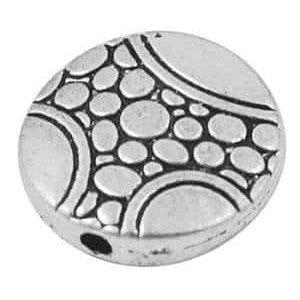 Perle ronde et plate gravee pas japonais-12.5mm