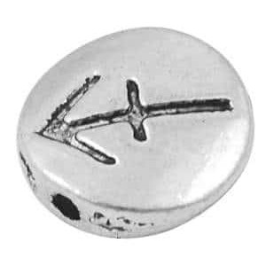 Perle zodiaque plate ronde en metal couleur argent tibet-Sagittaire-11mm