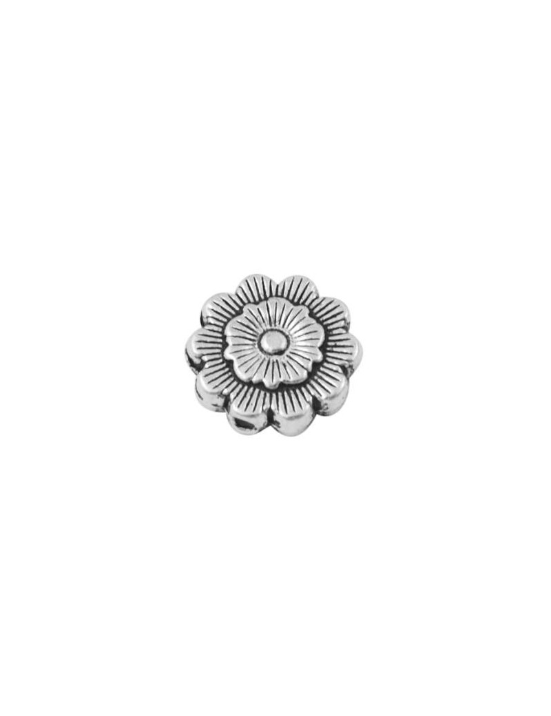 Perle fleur couleur argent tibetain-11.5mm