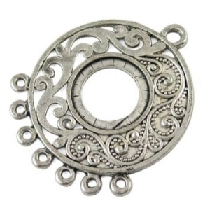 Grand pendant a 8 accroches couleur argent tibetain-41.5mm