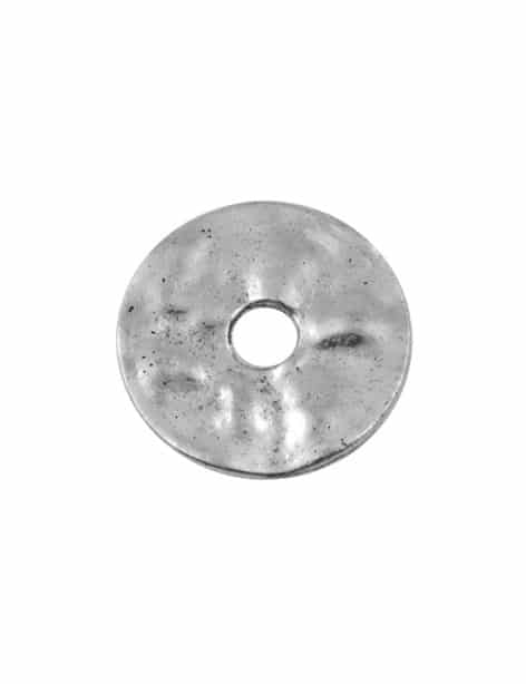 Perle disque plat lisse ondule couleur argent tibetain-23mm