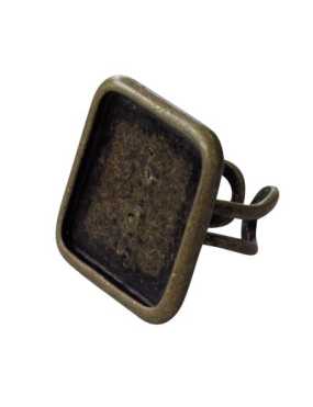 Support de bague carre couleur bronze antique pour fimo-29mm