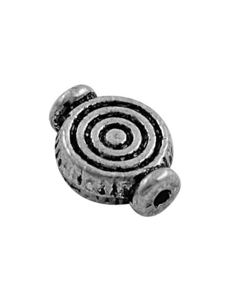 Perle a cercles concentriques en metal couleur argent tibetain-10mm
