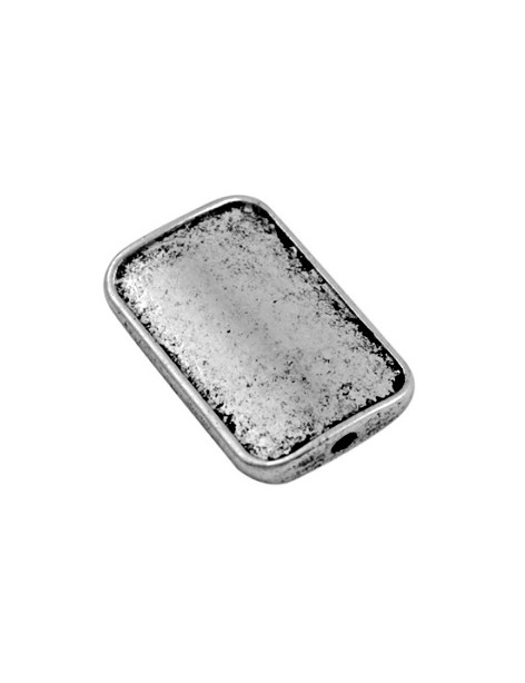 Perle rectangle lisse a rebords couleur argent tibetain-19.5mm