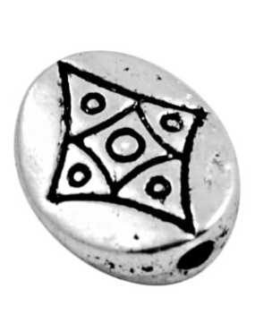 Perle en metal plate ovale gravee symbole-11mm