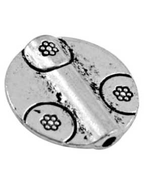Grande perle disque en metal couleur argent tibetain-16mm