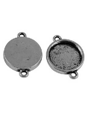 Support Fimo-Intercalaire double accroche rond pour fimo ou cabochon-26mm