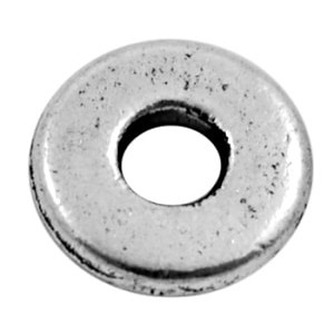 Perle intercalaire plat epais style donut couleur argent tibetain-10mm