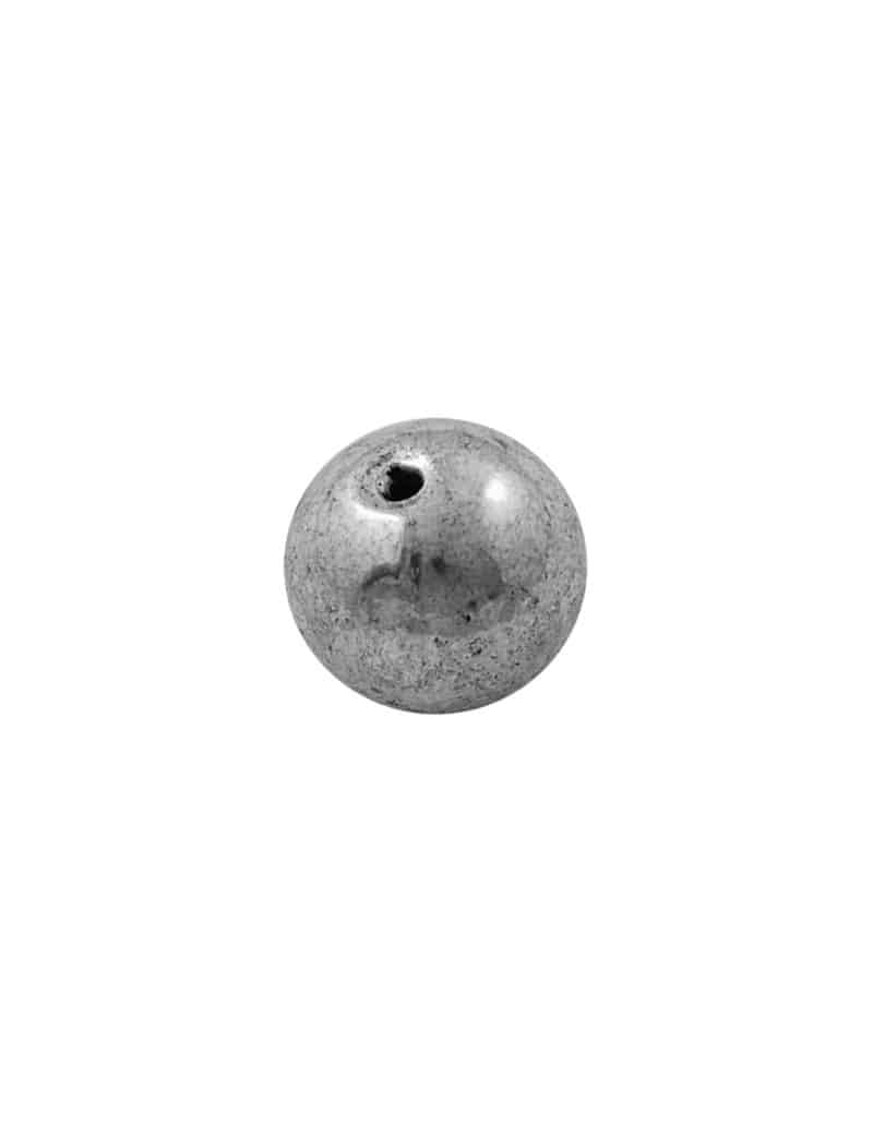 Perle ronde lisse et pleine en metal couleur argent tibetain-10mm