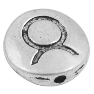 Perle metal plate ronde zodiaque couleur argent tibet-Taureau-11mm