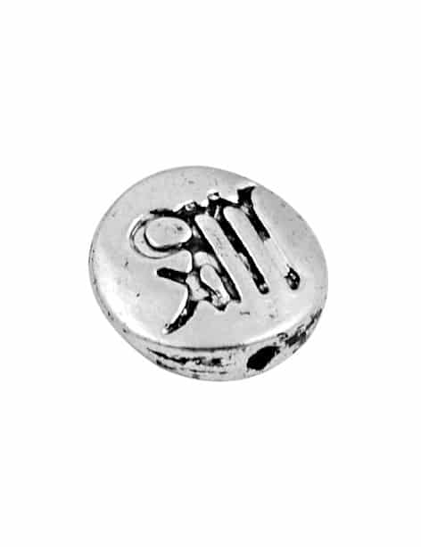 Perle plate ronde zodiaque metal couleur argent tibet-Vierge-11mm