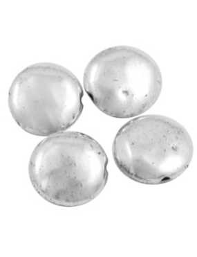 Perle metal lentille lisse couleur argent tibetain-9.5mm