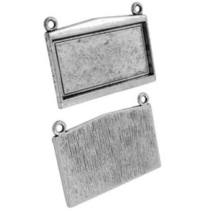 Support Fimo-Support rectangle epais couleur argent tibetain-49mm