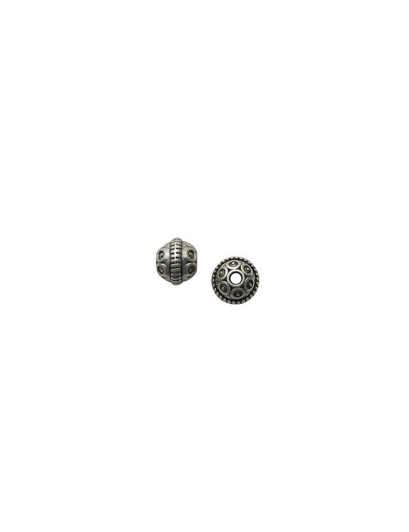 Perle ronde a ceinture en metal placage argent-12mm