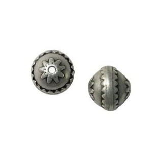 Grosse perle bicone en metal placage argent mat-16mm
