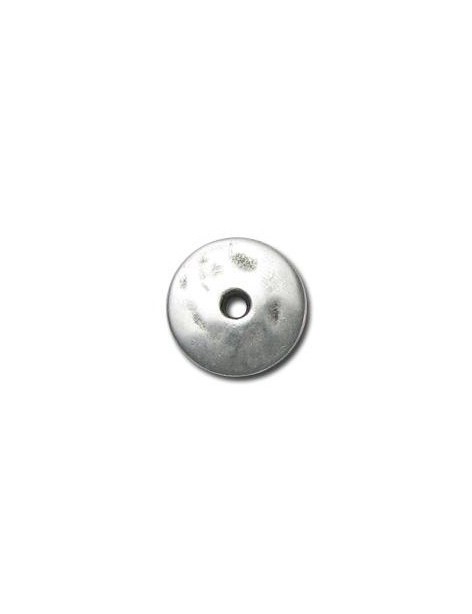 Perle plate ou coupelle legerement arrondie placage argent mat-16mm