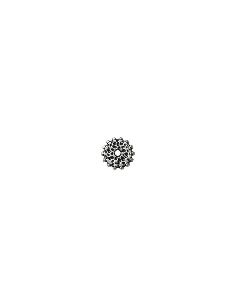 Perle plate intercalaire en metal placage argent-14mm