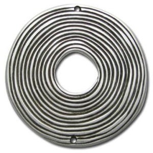 Gros intercalaire type donut spirale en metal plaque argent-63mm