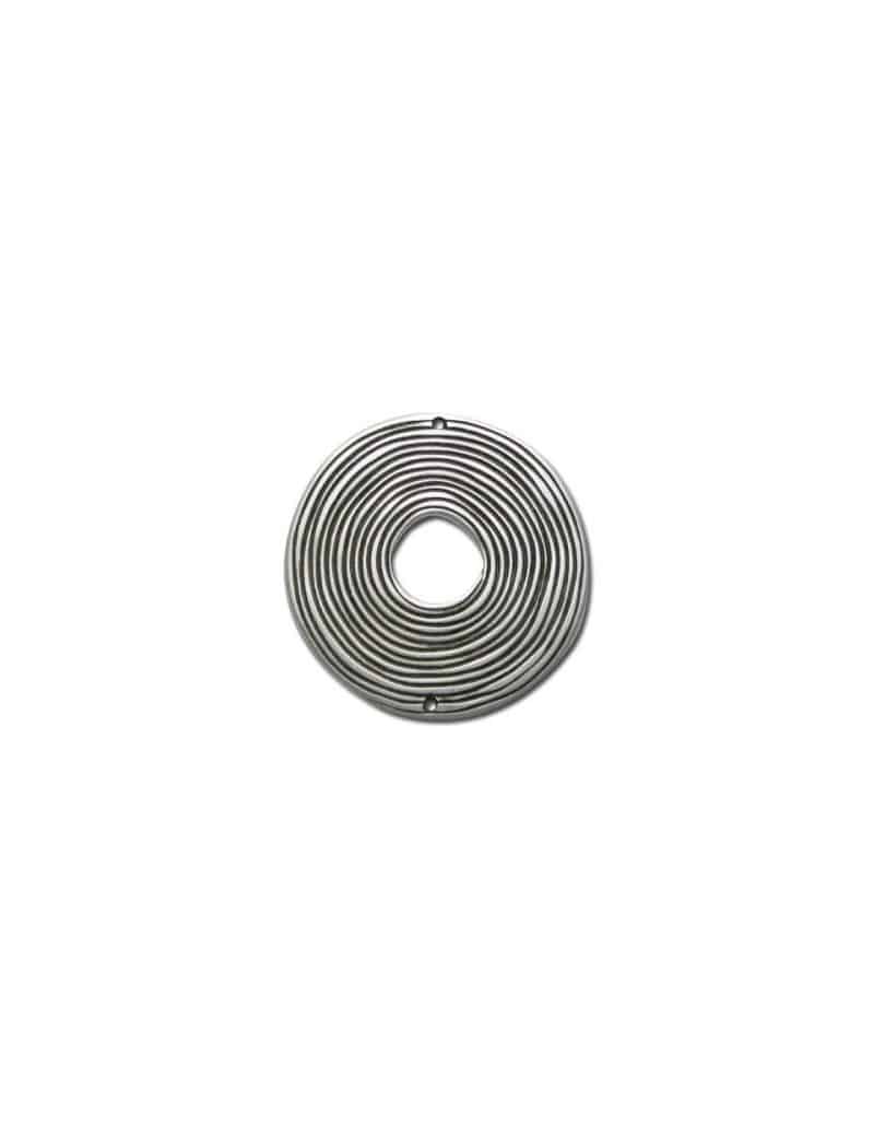 Gros intercalaire type donut spirale en metal plaque argent-63mm