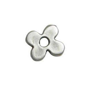 Perle plate intercalaire fleur lisse en metal placage argent-15mm