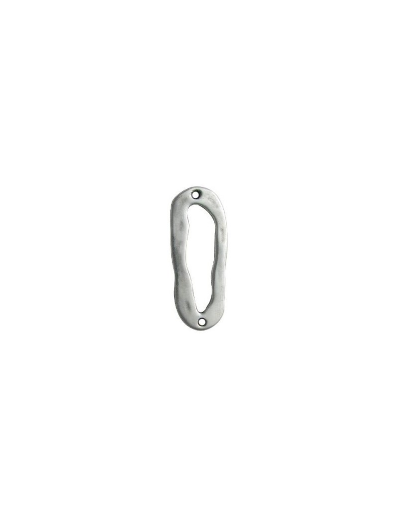 Grand anneau intercalaire ovale deux accroches placage argent-50mm
