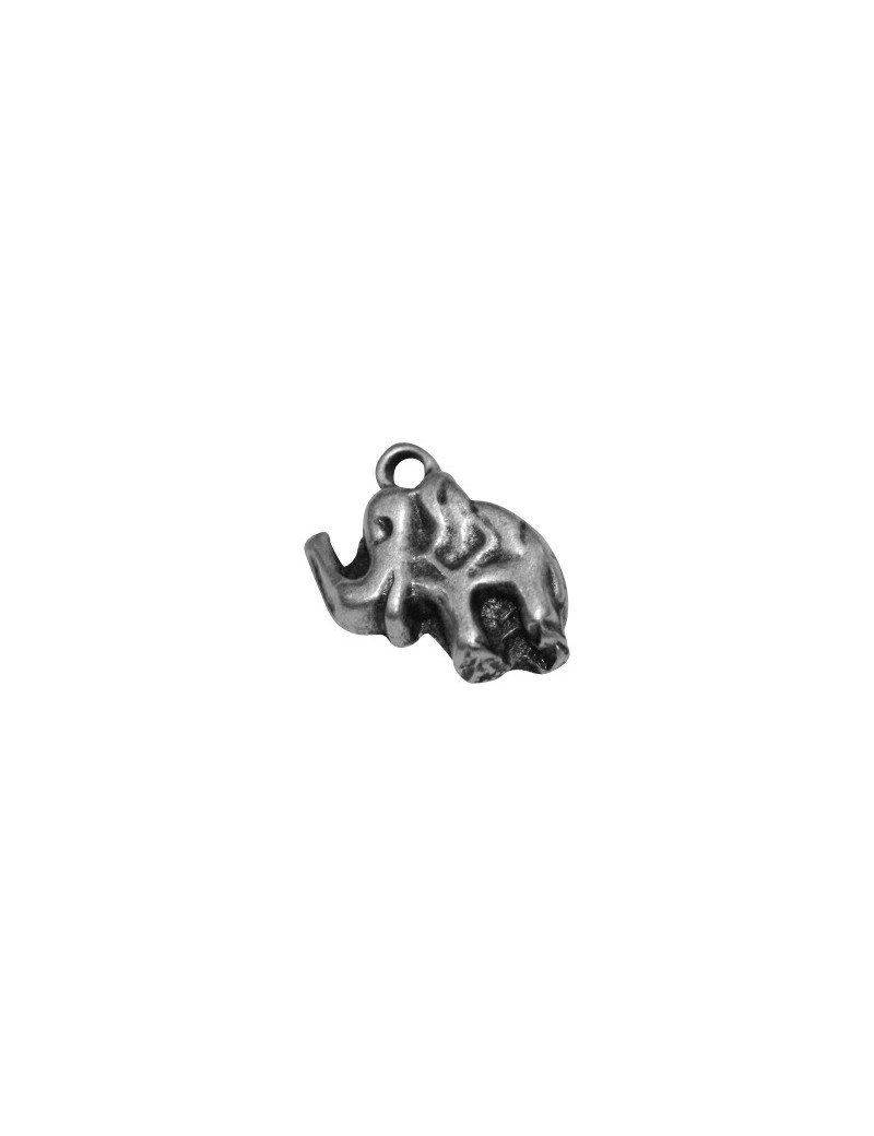 Pampille ou breloque éléphant petit modèle placage argent-13mm