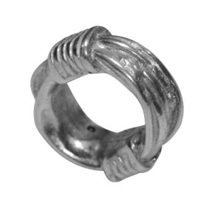 Intercalaire anneau corde tressee placage argent-16mm
