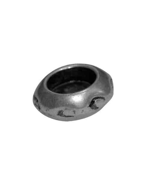 Perle hexagonale avec trou central rond placage argent-14mm