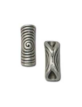 Perle tube spirale metal placage argent-30mm