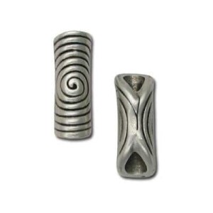 Perle tube spirale metal placage argent-30mm