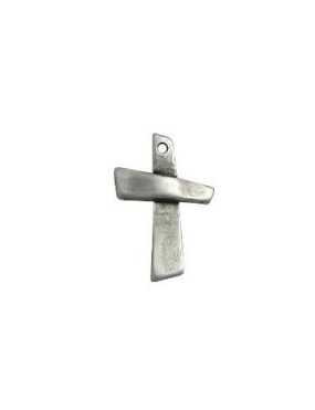 Croix stylisee en metal plaque argent-24mm