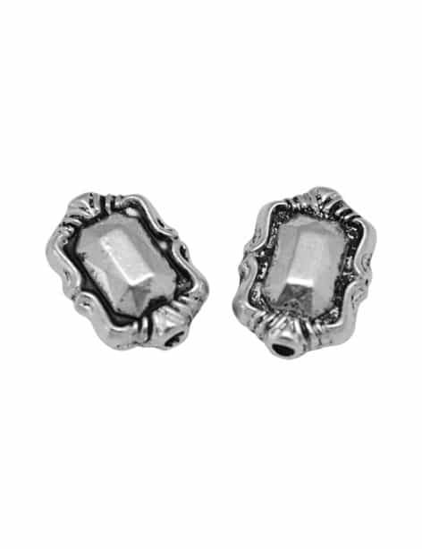 Perle metal rectangle baroque couleur argent tibetain-11mm