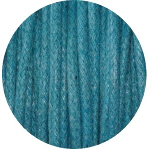 Cordon de coton cire rond turquoise fonce-2mm