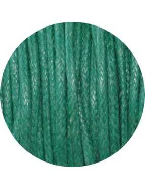 Cordon de coton cire rond vert-2mm
