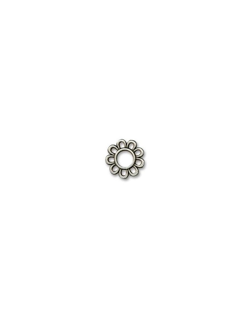 Intercalaire ou pampille fleur en metal placage argent-16mm