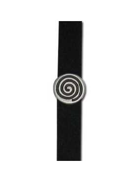 Perle passant rond spirale placage argent-8mm