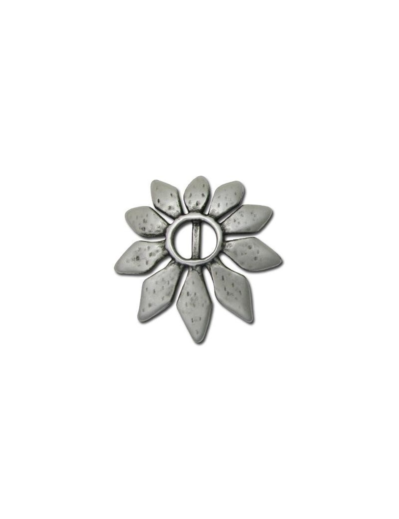 Gros intercalaire fleur en metal placage argent-55mm