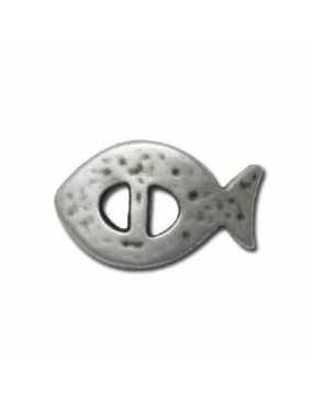 Passant en forme de poisson en metal placage argent-28mm