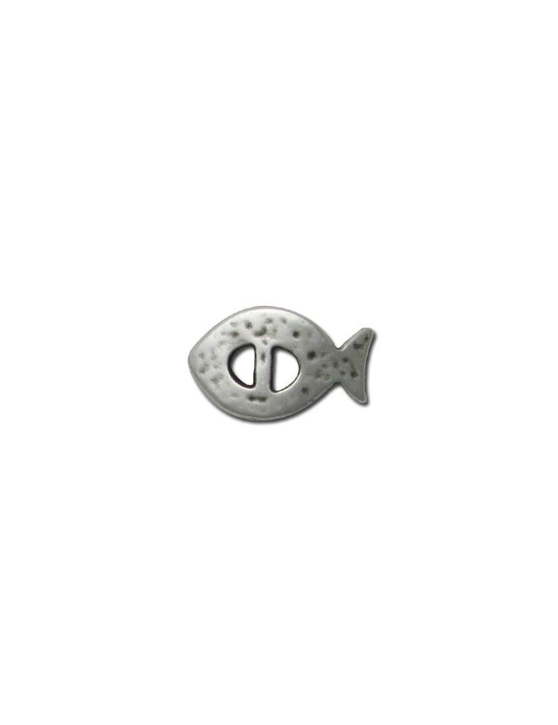 Passant en forme de poisson en metal placage argent-28mm
