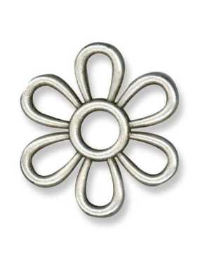 Grande fleur intercalaire ajouree en metal plaque argent-45mm