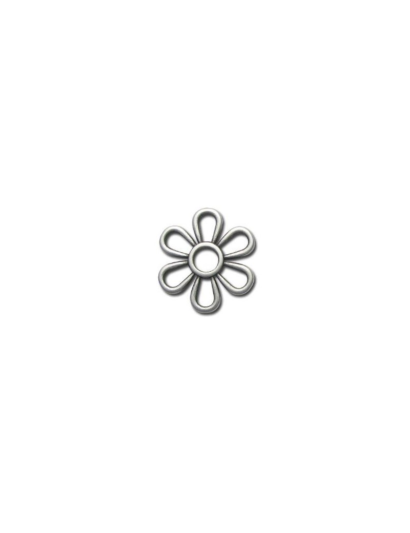 Fleur moyenne intercalaire ajouree en metal placage argent-27mm