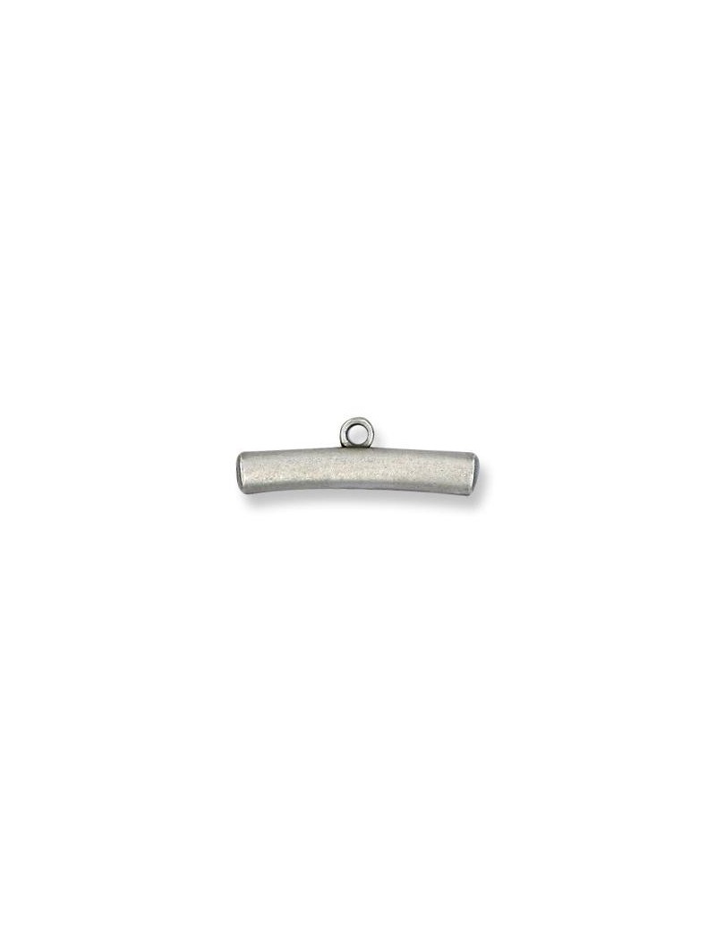 Tube mat courbe avec accroche en metal placage argent-35mm