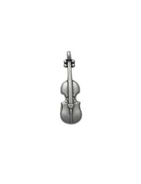 Pampille violon en metal placage argent-24mm