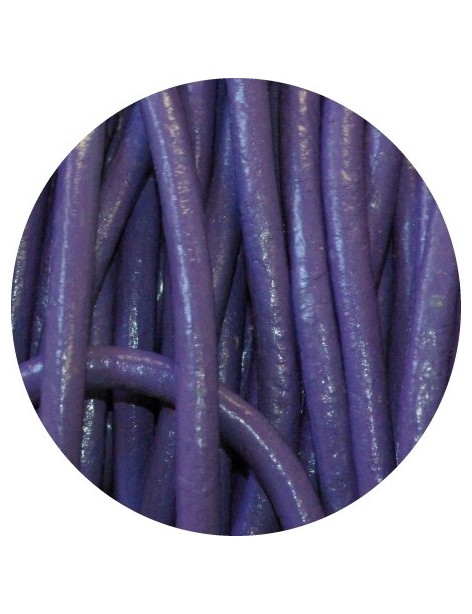 Cordon de cuir rond violet-2mm-Asie