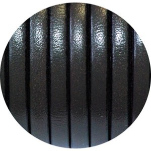 Cordon de cuir plat 5mm x 2mm de couleur noire-vente au cm