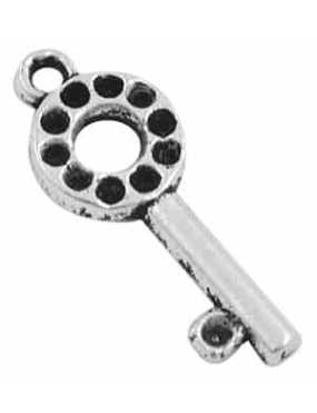 Pampille ou breloque clef en métal couleur argent tibétain-22mm