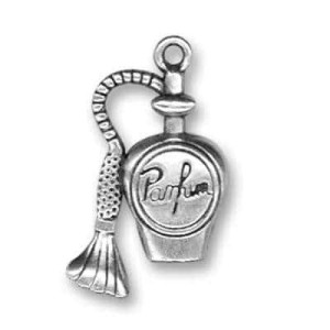 Pampille flacon de parfum en metal placage argent-28mm