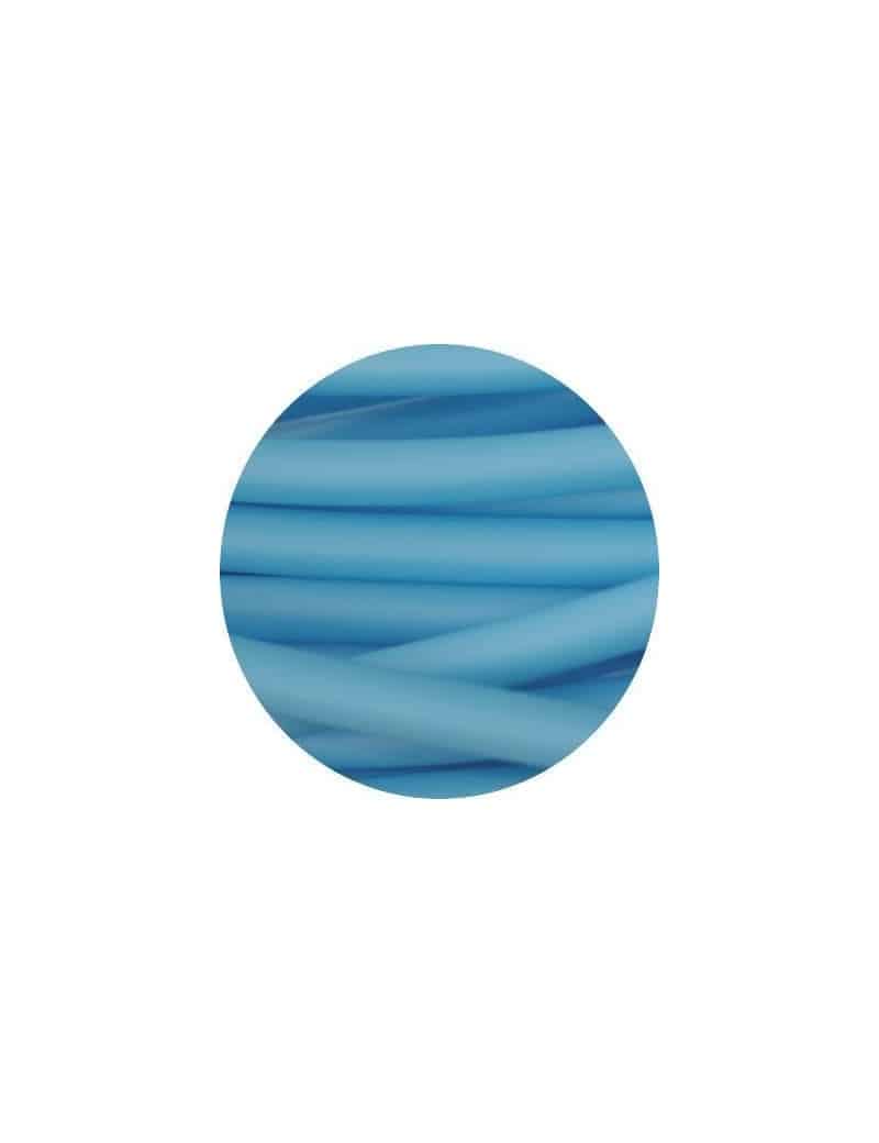 Cordon rond de PVC creux opaque bleu ciel-3mm