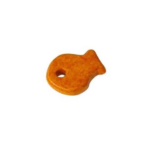 Pampille poisson en ceramique brute orange-15mm