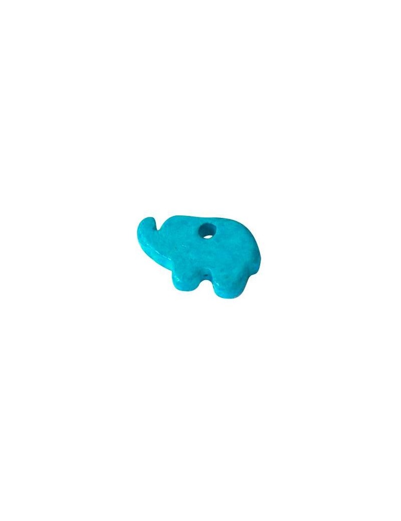 Pampille elephant en ceramique brute bleue-18mm